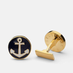 Skultuna 1607 스쿨투나 Anchor Gold Cufflinks - Blue & White 남성 주얼리 스웨덴