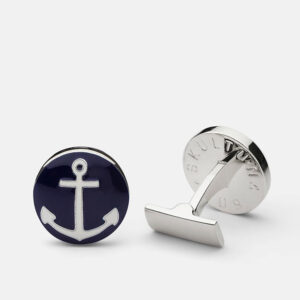 Skultuna 1607 스쿨투나 Anchor Silver Cufflinks - Blue & White 남성 주얼리 스웨덴