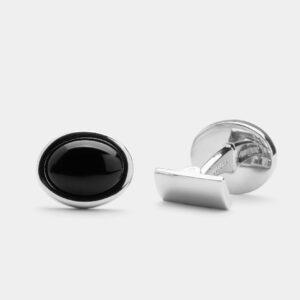 Skultuna 1607 스쿨투나 Black Tie Cufflinks - Oval & Enamel 남성 주얼리 스웨덴