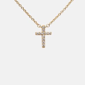 Skultuna 1607 스쿨투나 Pavé Symbol - Cross Necklace - Gold Vermeil 여성 주얼리 스웨덴