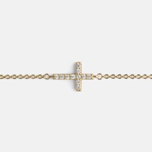 Skultuna 1607 스쿨투나 Pavé Symbol - Cross Bracelet - Gold Vermeil 여성 주얼리 스웨덴