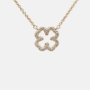 Skultuna 1607 스쿨투나 Pavé Symbol - Four Leaf Clover Necklace - Gold Vermeil 여성 주얼리 스웨덴