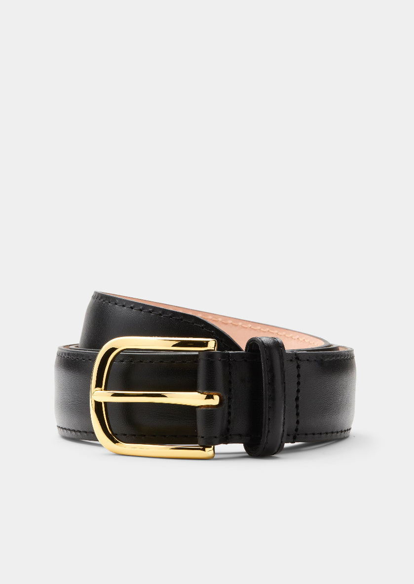 Skultuna 1607 스쿨투나 Skultuna Leather Belt - Black - Gold plated 남성 주얼리 스웨덴