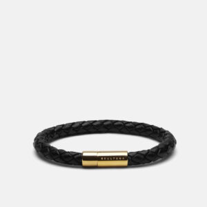 Skultuna 1607 스쿨투나 Leather Bracelet - Gold Plated / Black 남성 주얼리 스웨덴