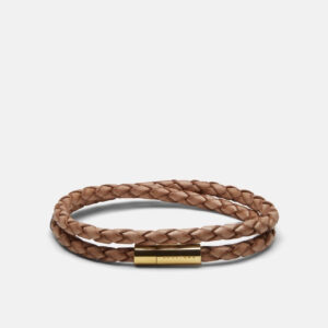 Skultuna 1607 스쿨투나 Leather Bracelet Thin - Gold Plated / Natural 남성 주얼리 스웨덴
