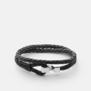 Skultuna 1607 스쿨투나 Hook Leather Bracelet - Black 남성 주얼리 스웨덴