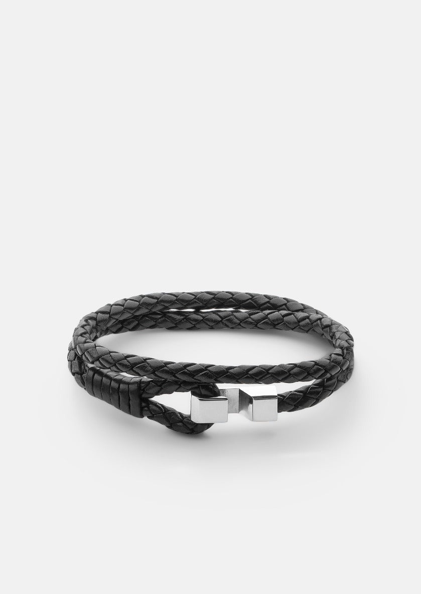 Skultuna 1607 스쿨투나 Hook Leather Bracelet - Black 남성 주얼리 스웨덴
