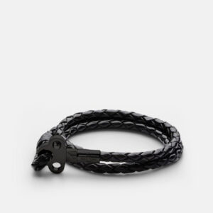 Skultuna 1607 스쿨투나 Key Leather Bracelet - Titanium Black / Black 남성 주얼리 스웨덴
