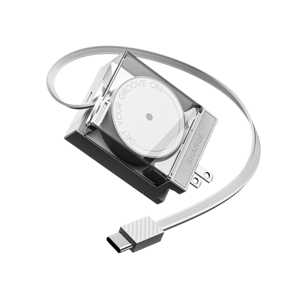 SHARGE Retractable 65 Charger ( 65W,2 Ports,Built-in Retractable Cable)
